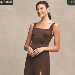 BHLDN Sophia Square-Neck Satin Dress